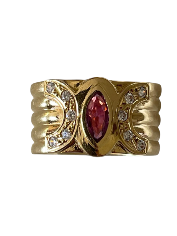 Sortija de Oro Amarillo 18 quilates con Cinco Aros. - Imagen 4