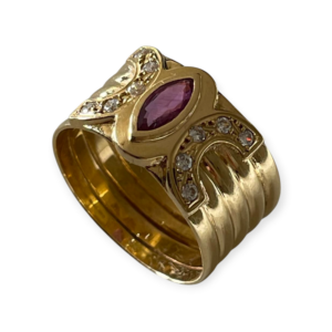 Sortija de Oro Amarillo 18 quilates con Cinco Aros.