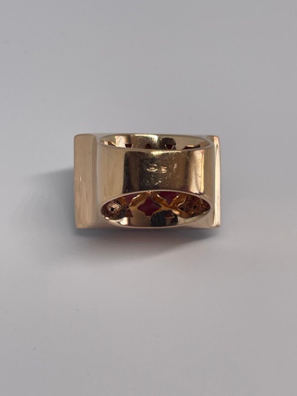Sortija de Oro con Diamantes Negros y Coral. - Imagen 10