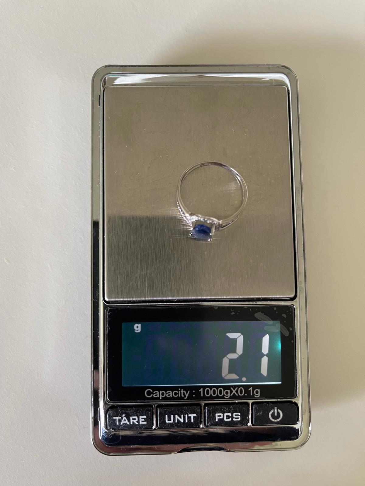 Sortija de Oro Blanco y Zafiro - Imagen 6