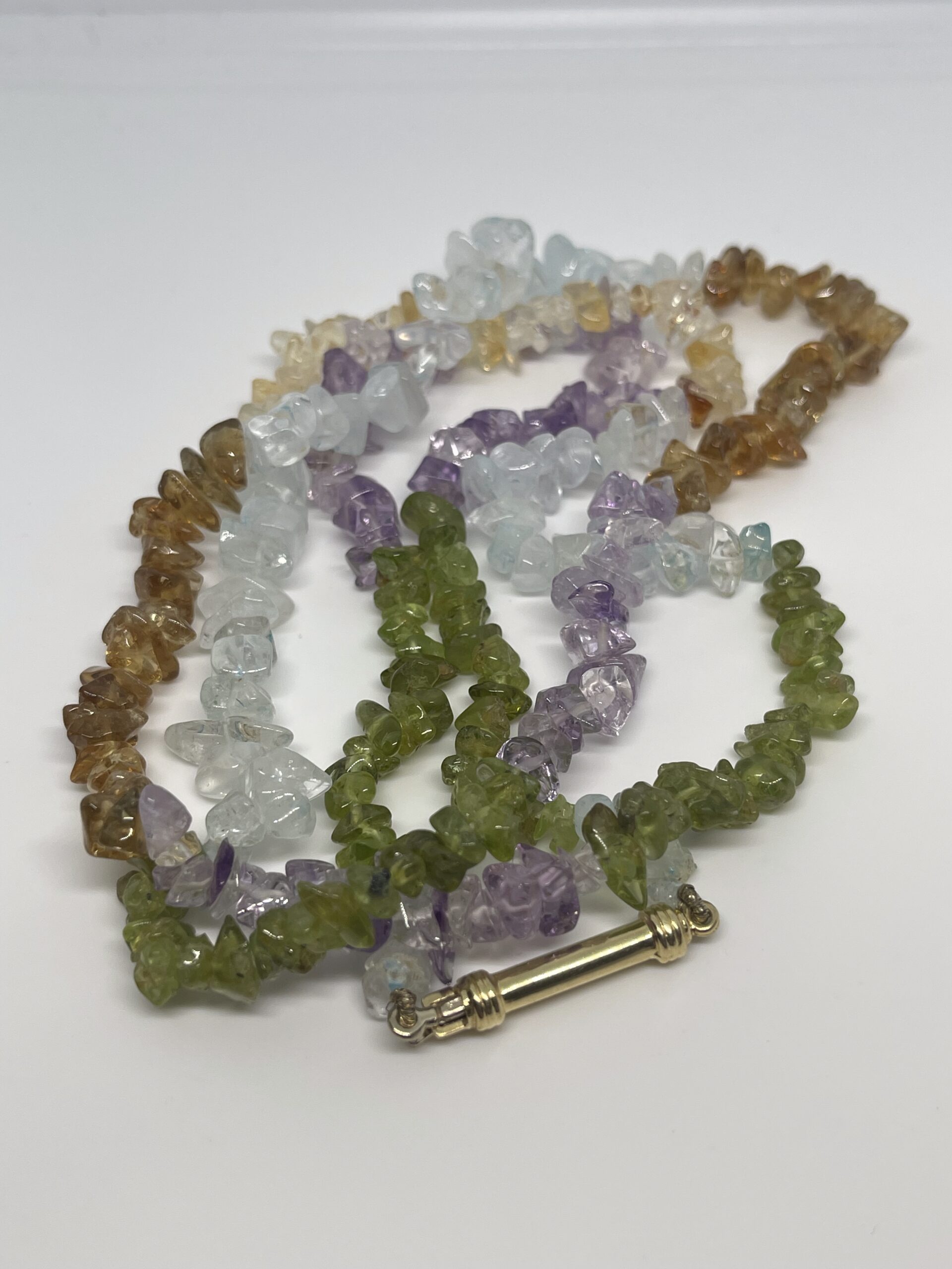 Collar Exclusivo de Oro con Aguamarinas, Amatistas y Citrinos Naturales
